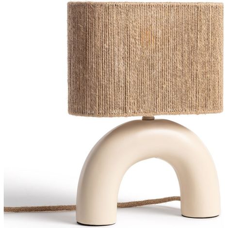 Lampe à Poser Céramique et Corde Naturelle Callie Beige (1/5)