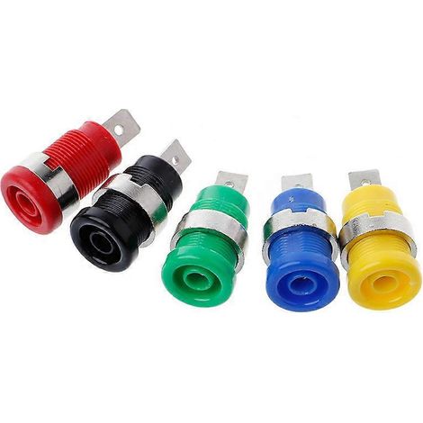 Lot de 5 fiches bananes femelles de 4 mm, connecteurs de câbles, 5 couleurs (1/5)