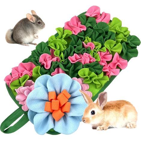 Futtermatte für Kleintiere – Niedliches Design – Grüne Fleece-Futtermatte – Fördert langsames Fressen – Geeignet für Kaninchen, Hamster und Meerschweinchen (1/5)