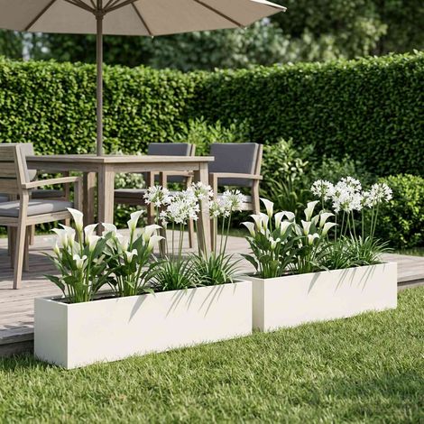 Cache-pot de jardin 2 pc Blanc 80 x 20 x 20 cm (1/5)