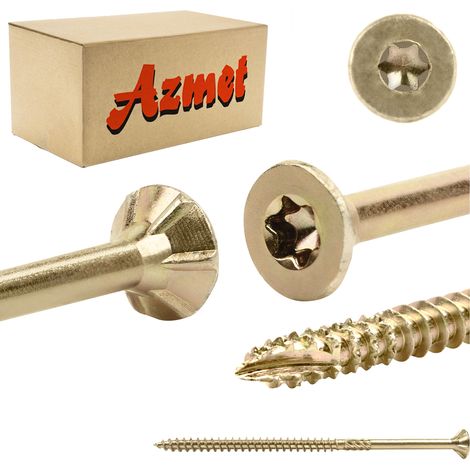 Vis Charpente Bois Azmet WT, 6 x 120 mm, Empreinte Torx, Tête Fraisée, Boîte 100 Pièces (1/5)