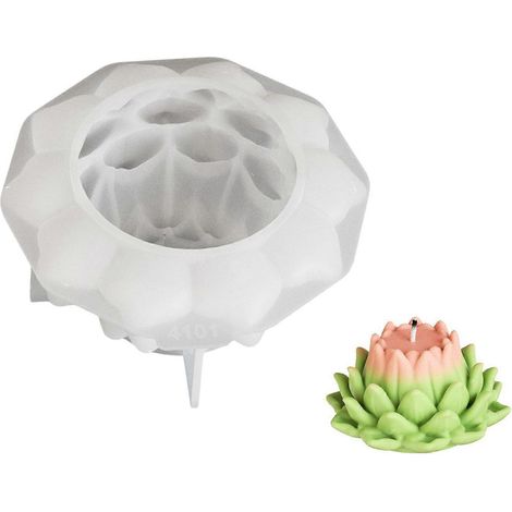 Moule à bougie 3D en forme de fleur, en résine, pour aromathérapie, moule en silicone, décoration de bureau, accessoires de décoration intérieure, multicolore (1/4)