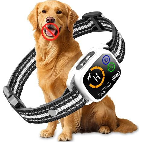 Collier Anti aboiement Chien, Collier Electrique pour Chien 6 Niveaux de Sensibilité, Modes Son/Vibration/Vibration Forte Rechargeable, Étanche IP67 pour Petit Moyen Grand Chiens - Blanc (1/5)