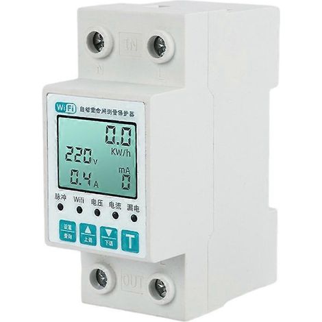 Compteur d'électricité Tuya WiFi 11-en-1 avec écran LCD, protection contre les surtensions et les sous-tensions, et minuterie. (1/5)
