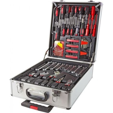 Coffret multi-outils 251 pièces – Valise trolley en aluminium verrouillable – Poignée de transport séparée – Pour travaux d'outillage
