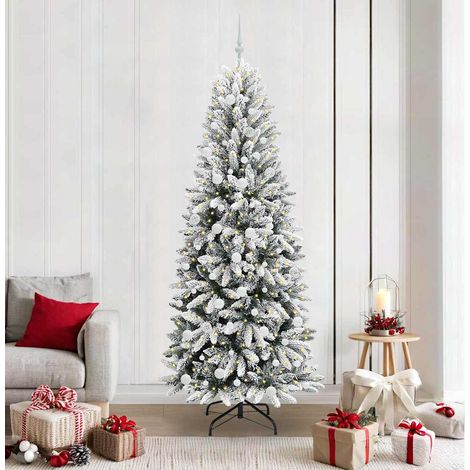 Künstlicher Weihnachtsbaum mit 300 LEDs mit Ständer Weiß 210 cm