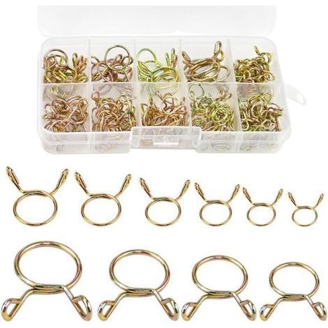 126 Pieces Spring Clip Hose Clamps, 5-14mm Spring Hose Clamps Gasoline Hose Clamp Fuel Hose Clamps for Water Pipes, Silicone Tube (1/5)