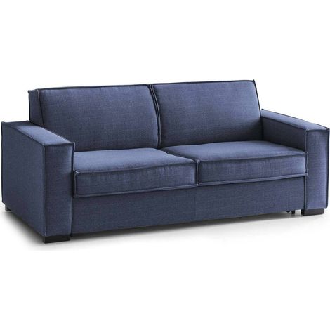 Talamo Italia - Divano fisso 2 posti Arki, Sofà Soggiorno in tessuto, Braccioli standard, 100% Made in Italy, Cm 180x95h90, Blu