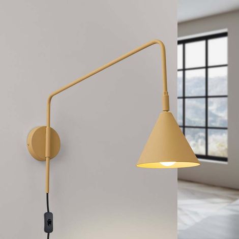 [NEUWERTIG] B-Ware Wandleuchte Wandlampe Lys goldfarben Stahl E14 LED Stecker Schalter Kabel Lampe (1/2)