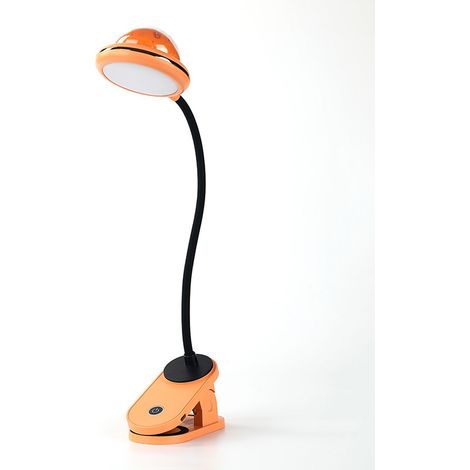 Kinder-Klemmlampe, wiederaufladbares LED-Klemmleselicht mit Sternenprojektion, 4000 K Schwanenhals-Nachttischlampe, 360°-Touch-Dimmung, Sternen-Klemm-Nachtlicht (Farbe: Orange) [Energieklasse E]