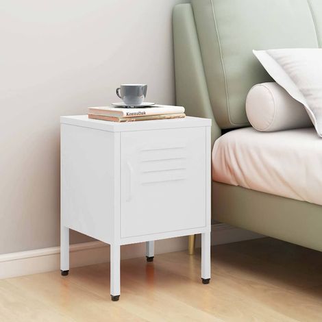 Table de chevet-Table de nuit Blanc 35x35x51 cm Acier 497613 (1/5)