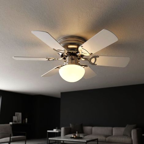 LED Deckenventilator mit Zugschalter Ventilatorlampe Decke 3 Stufen Ventilator Deckenleuchte, Vor-Rücklauf, 1x LED 9W 810Lm, D 76 cm