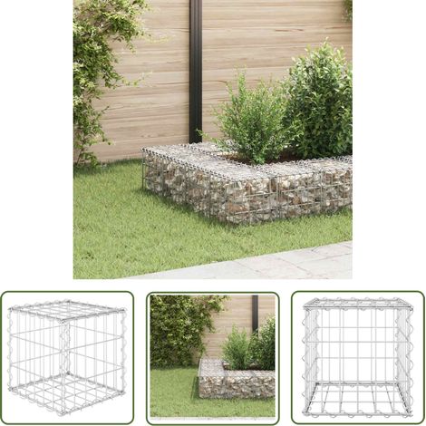 The Living Store Lit surélevé cube à gabion Fil d'acier 30x30x30 cm - Jardiniere Gabion - Bac A Planter - Border Fleurie - Jardin Vertical - Decoration Exterieur (1/5)