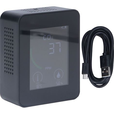Moniteur Bluetooth CO2 Qualité de l'Air TVOC Testeur 60 Jours Stockage Données Humidité Température Mètre Alimentation USB Noir