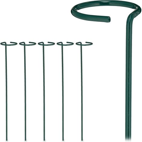 Soportes para plantas con aro, juego de 6 estacas metálicas