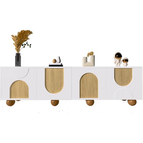 Mobile TV a quattro ante, supporto per TV, pannello TV, supporto basso per TV. Design unico, venature del legno vintage. 175 x 38 x 50 cm (L x P x A)