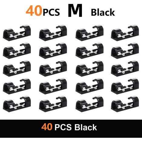 20/40 clips de rangement de câbles, gestionnaire de câbles, support de cordon, enrouleur de câble de charge USB, fixation murale Kro (1/5)