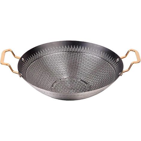 Casserole en acier inoxydable à double poignée, casserole de cuisine en acier inoxydable, poêle à frire sèche (1/4)