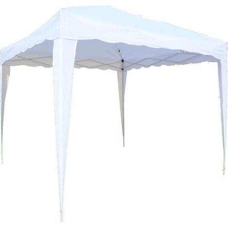 Gazebo 3x3 Bianco Rapido Pieghevole Fiere Mercatini Sagre Giardino Impermeabile Telo Oxford