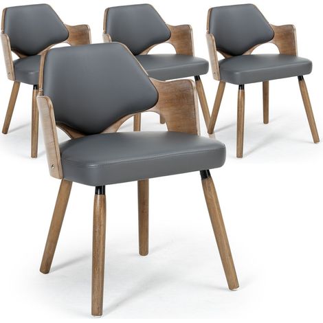 Lot de 4 chaises scandinaves Dima Bois Vintage Gris (1/3)
