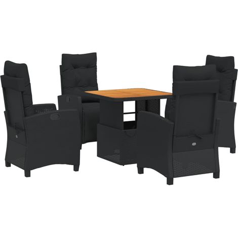Maison Exclusive - 5-tlg. Garten-Essgruppe mit Kissen Schwarz Pol