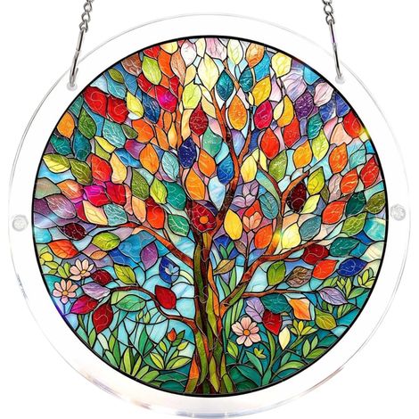 Attrape soleil puzzle en forme d'arbre attrape lumière Décoration de pendentif, pour femmes, mamans, hommes, maison, murs, jardins, vérandas, balcons, ferme, multi usage extérieur et intérieur (1/5)