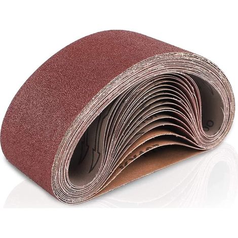 Irovami 3 bandes abrasives de 45,7 cm (610 x 100 mm), 18 bandes par paquet, en oxyde d'aluminium (3 de chaque grain : 60, 80, 120, 180, 240 et 400), papier de verre de qualité supérieure pour ponceuse (1/5)