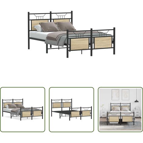 vidaXL Estructura de cama sin colchón madera roble Sonoma 120x190 cm (1/5)