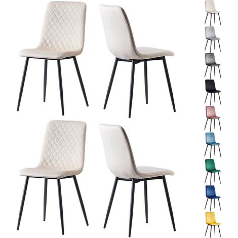 Set of 4 Designer Velvet Fabric Dining Chairs Metal Legs Lexi Chairs BEIGE