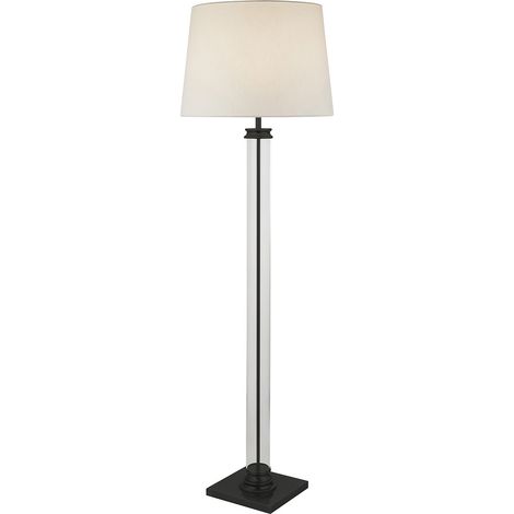 Piantana Contemporaneo Pedestal Acciaio Nero Vetro Bianco 1 Luce E27 (1/4)