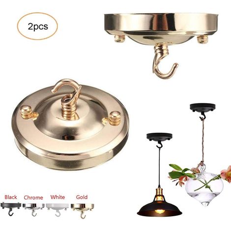 Ceiling Plate Chandelier Vintage Chandelier, Retro Iron Ceiling Rose Hook Plate Holder Pendant Lamp Roof Sucking Disc Chassis Light Suitable Accessory DIY Creative (Gold) (1/5)