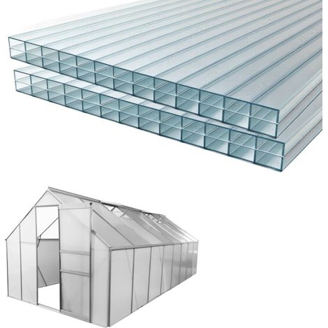 Terre Jardin – Panneau pour serre polycarbonate 6 mm – Largeur 60,5 cm – Épaisseur 0,6 cm – Traitement anti-UV pour toiture serre