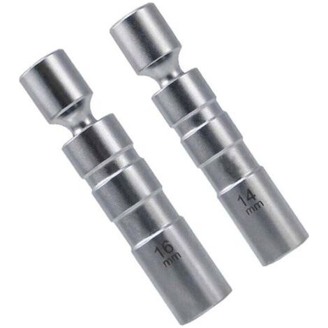 Douille bougie 14mm / clé à bougie 16mm, 2 pièces de clé à bougie, outil spécial pour automobiles, douille à bougie pivotante à paroi mince 12 pans 3/8 pouces CR-V – OUYLAF