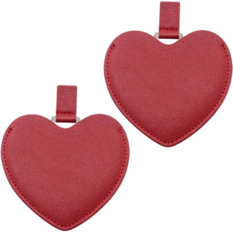 royaluxe -Lot de 2 mini miroirs de sac à main en acier inoxydable avec couverture en cuir PU, miroir de poche compact en forme de cœur, joli petit miroir de maquillage de voyage, miroir portable incas (1/5)