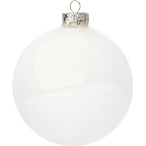 Palline per albero di natale in vetro color Bianco pendaglio decorativo -9 palline da Ø 6 cm