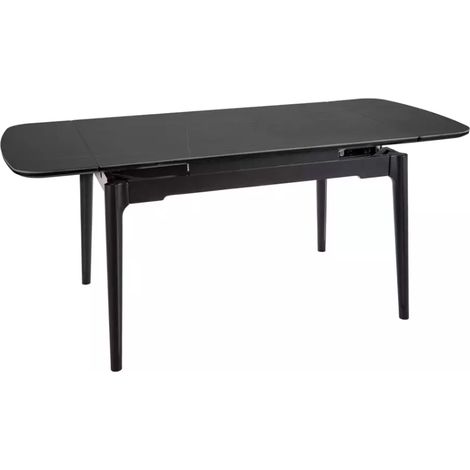 Table extensible de salle à manger noir mat 120 + 60cm céramique structure bois STAN (1/4)