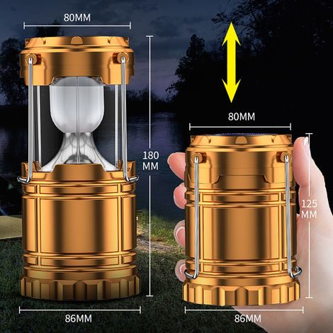 Lanterne De Camping Solaire - Lampe Led Rechargeable Avec Manivelle - Power Bank 3000mah Étanche - Pour Randonnée Et Survie - Lot De 1 (1/2)
