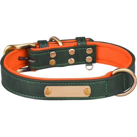 Collier Pour Chien - Cuir PU Motif Crocodile - Plaque D'identification Personnalisable - Pour Chiens Petits À Moyens - 1 Pièce (1/5)