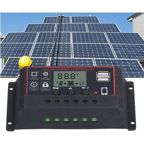 12V 24V 30A Photovoltaik-Leistungsregler, zeitgesteuerter Solarlade- und -entladeregler (Rot) (1/5)