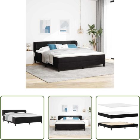 Samtbett -  Boxspringbett mit Matratze Schwarz 180 x 200 cm Samt (1/5)