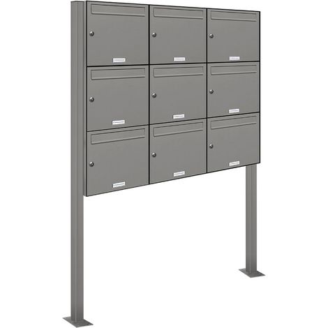 9er Premium Standbriefkasten RAL 9007 freistehend Postkasten Ständer 3x3 S (1/5)