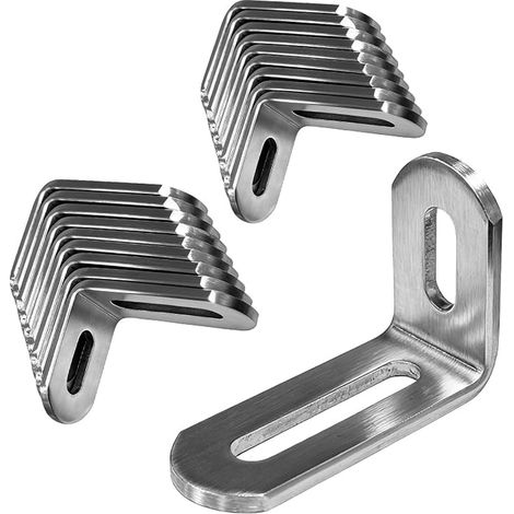 stainless steel corner connector, metal angle 90 °, slot, oblong hole, thickness 3 mm (1/5)