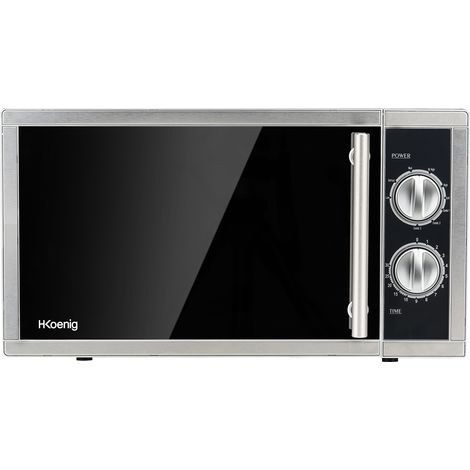 HKoenig VIO7 Microondas con Grill, Potencia 900 W y Potencia Grill 1000W, 23 litros, Temporizador hasta 30 min, 5 Niveles de Potencia de Calentado, Modo Grill y Descongelador, Plato Giratorio 27 Cm,