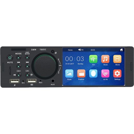 Autoradio 4.1 pouces écran tactile, double USB AUX Bluetooth, image de recul, appel mains-libres, lecteur MP5 (1/5)