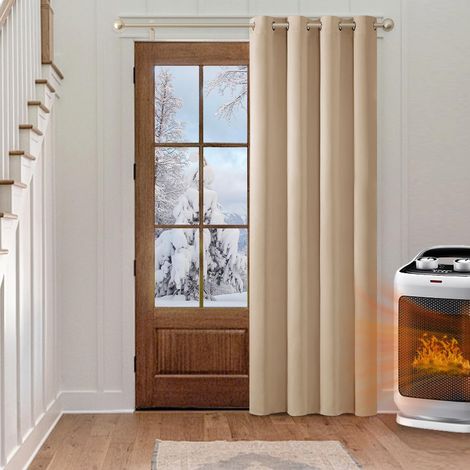 MIULEE Rideau Occultant Thermique Salon Oeillets Lot de 1 140x280cm Beige - 140L X 280H cm (1 Panneaux) (1/5)