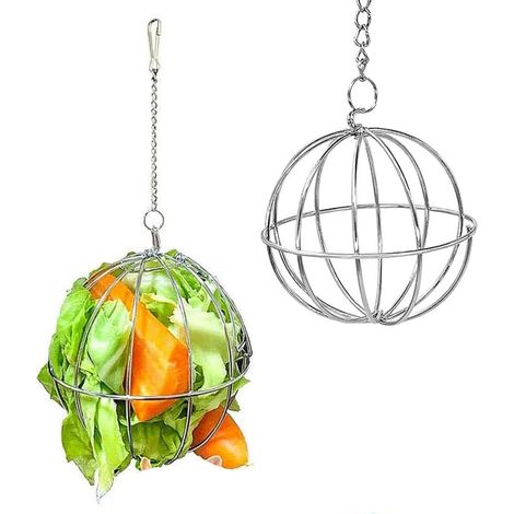 Feed Ball - Stainless Steel - 8 x 8 cm - For Rabbits Hamsters Guinea Pigs Chinchillas - 2 Pieces