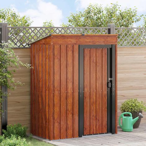 vidaXL  Garden Sheds  Brown 137 x 81 x 180 cm Metal