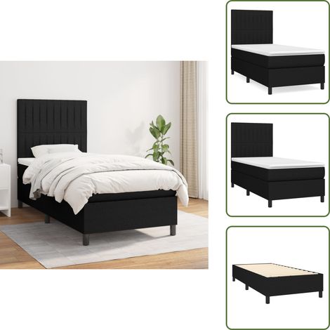 Cama de espaldas - vidaXL Cama box spring con colchón tela negro 80x200 cm - Cama de boca abajo