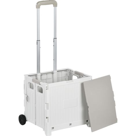 Chariot de courses 2 roues ajustable 32L 41,5x32,5x85 cm Blanc