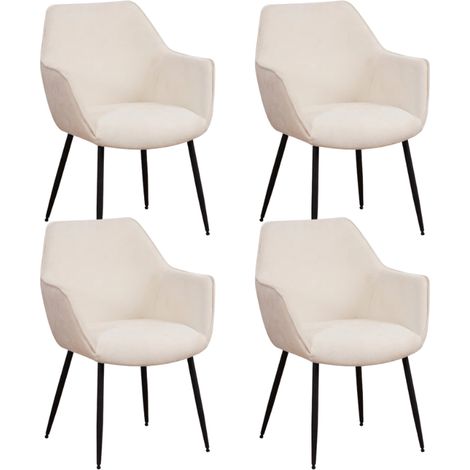 Ensemble de 4 Chaises de Salle à Manger Sev Crème Chenille Tissu (1/5)